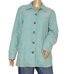 Orvis Women’s M Quilted Barn Jacket Seafoam Green Button Front Coat